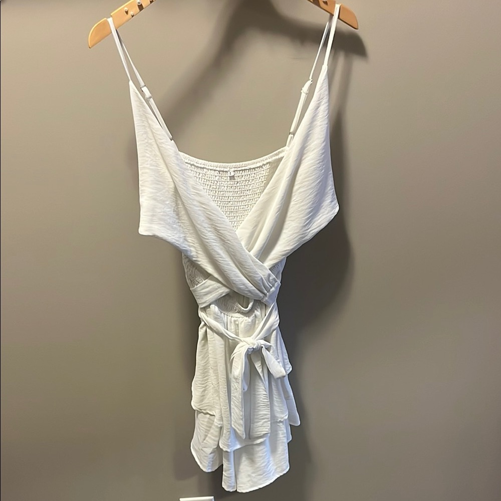 White wrap romper